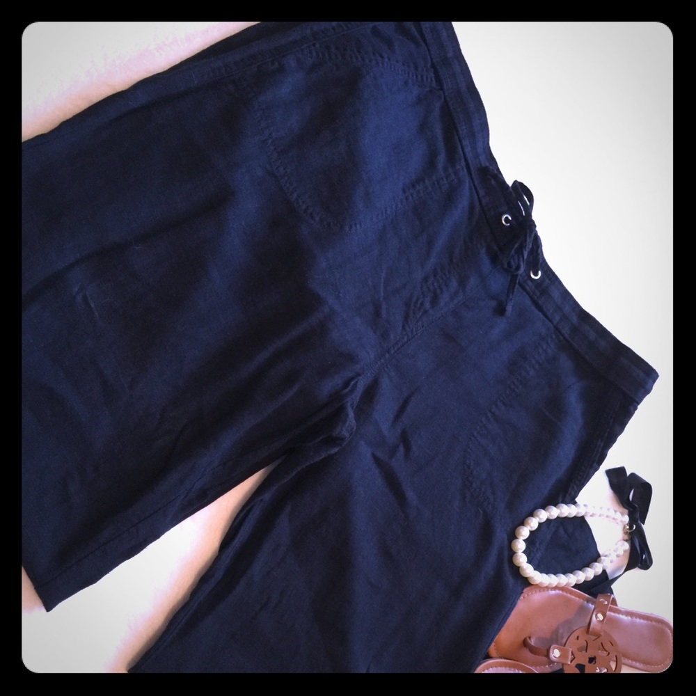 George and Martha black wide leg Linen pants.